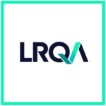 LRQA in blue with a turquoise square around as the logo