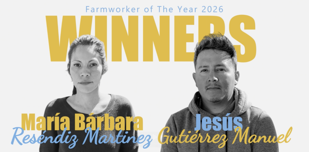 Two farmworkers recognized as 2026 Farmworker of the Year award winners, celebrating excellence in agricultural food production and supply.